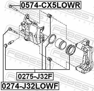 Guide Bolt, brake caliper 0274-J32LOWF - image 2