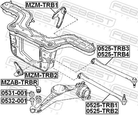 Control/Trailing Arm, wheel suspension 0525-TRB2 - image 2