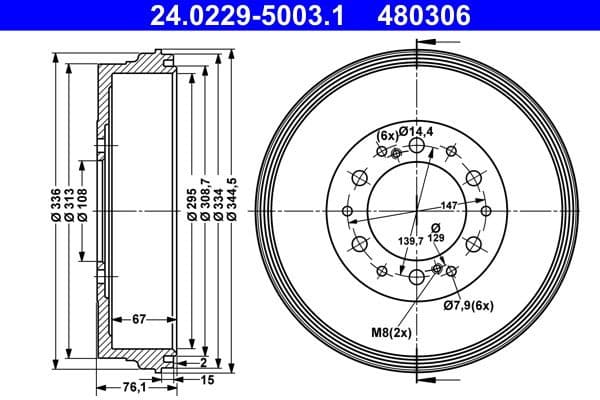 Brake Drum 24.0229-5003.1