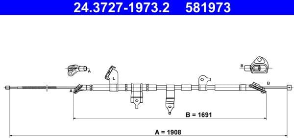 Cable Pull, parking brake 24.3727-1973.2