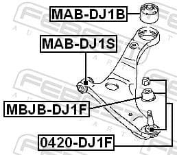 Mounting, control/trailing arm MAB-DJ1B