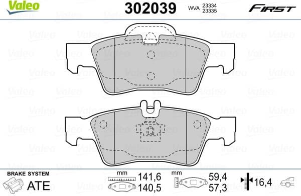 Brake Pad Set, disc brake ESSENTIAL 302039
