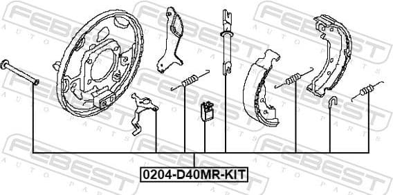 Accessory Kit, parking brake shoes 0204-D40MR-KIT - image 2