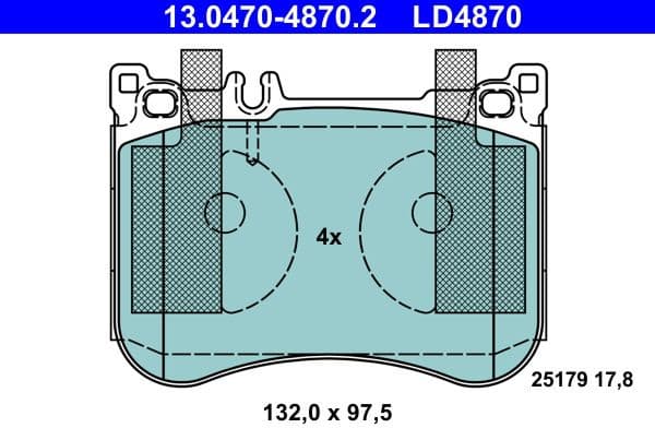 Brake Pad Set, disc brake ATE Ceramic 13.0470-4870.2