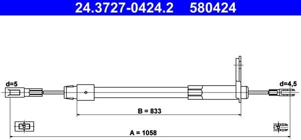 Cable Pull, parking brake 24.3727-0424.2