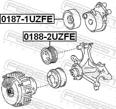 Tensioner Pulley, V-ribbed belt 0187-1UZFE - image 2