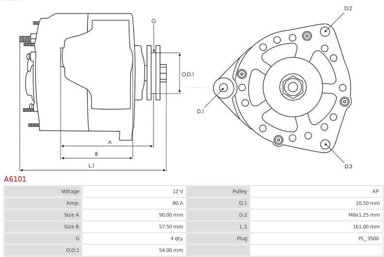 Alternator AS A6101 - image 5