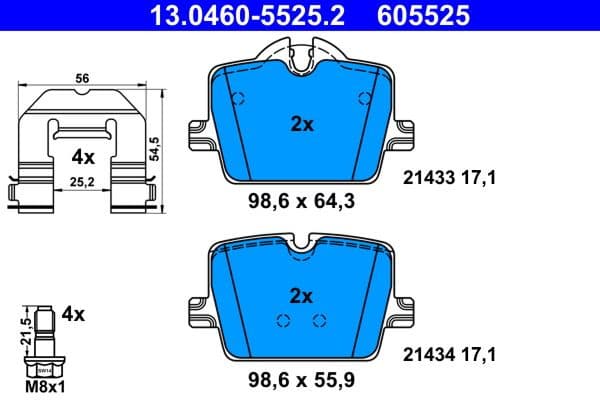 Brake Pad Set, disc brake 13.0460-5525.2