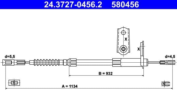 Cable Pull, parking brake 24.3727-0456.2