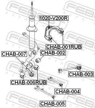 Mounting, control/trailing arm CHAB-006RUB