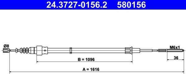 Cable Pull, parking brake 24.3727-0156.2