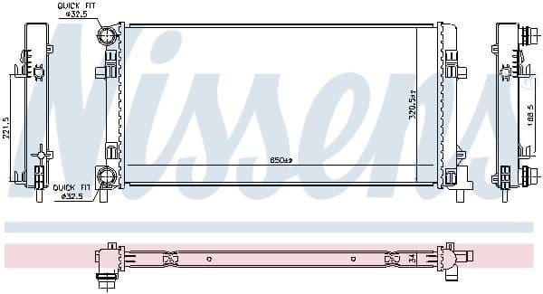 Radiator, engine cooling 606809