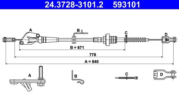 Cable Pull, clutch control 24.3728-3101.2