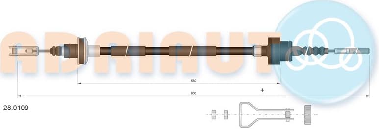 Cable Pull, clutch control 28.0109