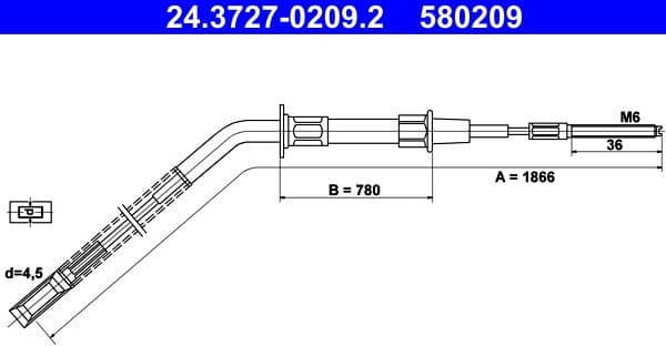 Cable Pull, parking brake 24.3727-0209.2