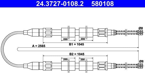 Cable Pull, parking brake 24.3727-0108.2