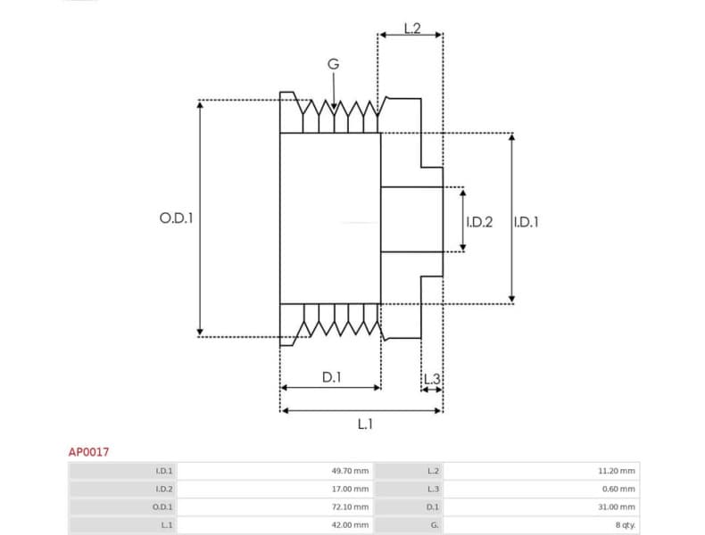 Belt Pulley, alternator AS AP0017 - image 4