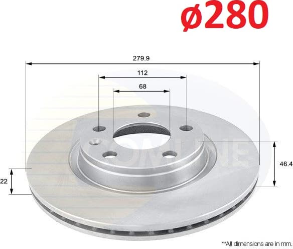 Brake disc, 1pcs FRONT ADC1412V