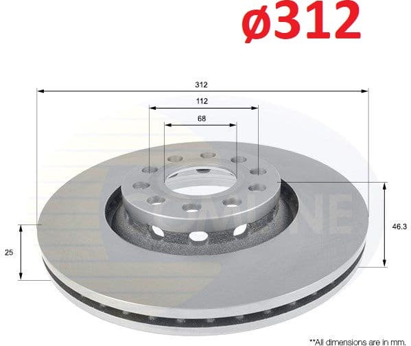 Brake disc, 1pcs FRONT ADC1431V