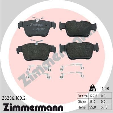 Brake Pad Set, disc brake 26206.160.2