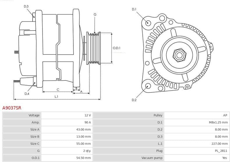 Alternator Remanufactured AS A9037SR - image 5