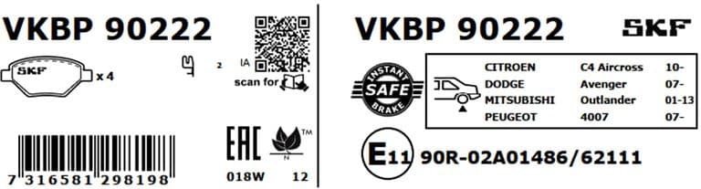 Brake Pad Set, disc brake VKBP90222