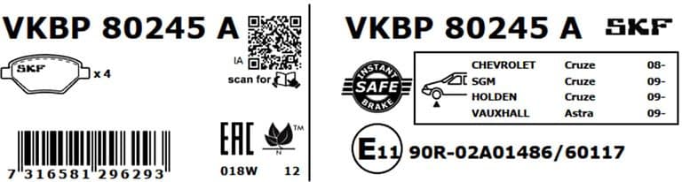 Brake pads front VKBP 80245 A