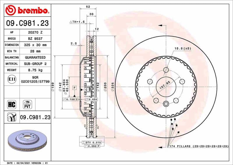 Brake Disc PRIME LINE - Lightweight 09.C981.23