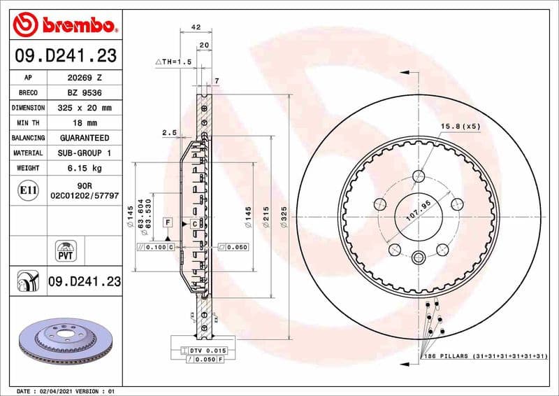 Brake Disc PRIME LINE - Lightweight 09.D241.23