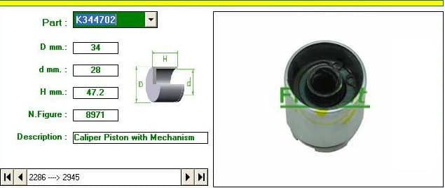Brake caliper piston with adjustment unit K344702