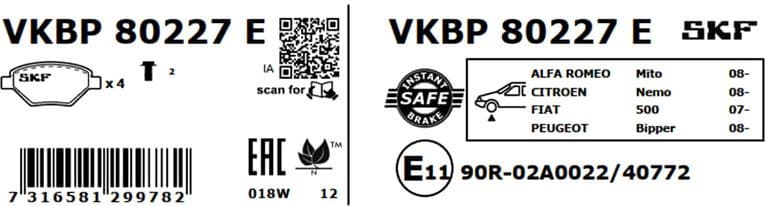 Brake Pad Set, disc brake VKBP80227E