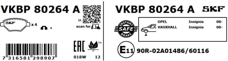 Brake pads front VKBP 80264 A