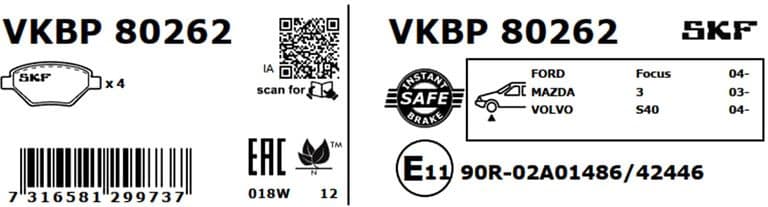 Brake Pad Set, disc brake VKBP80262