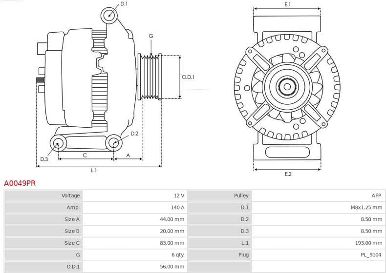 Alternator Remanufactured AS A0049PR - image 5