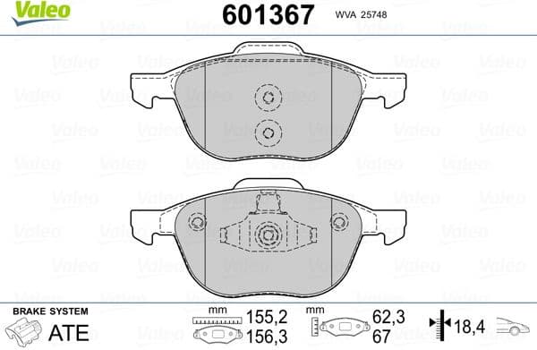 Brake Pad Set, disc brake 601367
