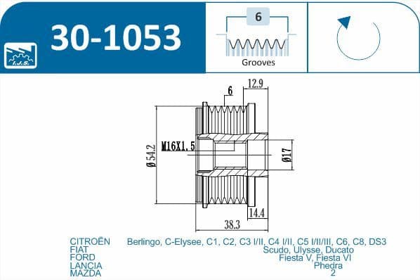 Alternator Freewheel Clutch Technology & Quality, Made in Spain 30-1053 - image 2