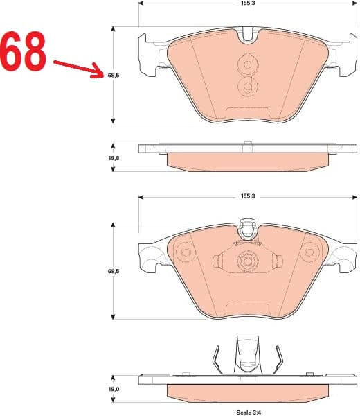 Brake pads front, Top Quality GDB1854