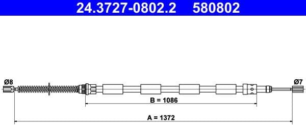 Cable Pull, parking brake 24.3727-0802.2