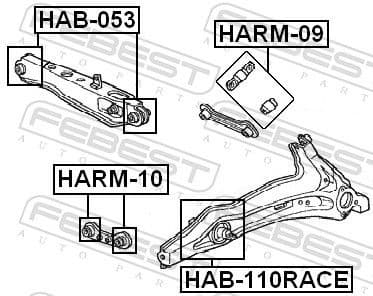 Mounting, control/trailing arm HAB-110RACE
