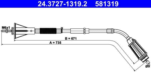 Cable Pull, parking brake 24.3727-1319.2