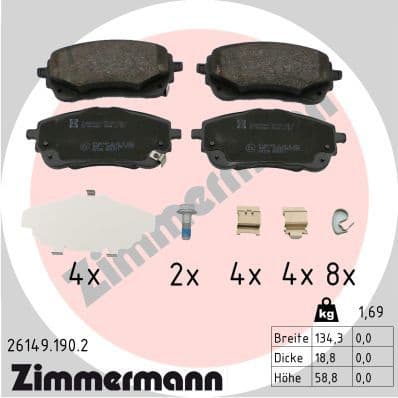 Brake Pad Set, disc brake 26149.190.2