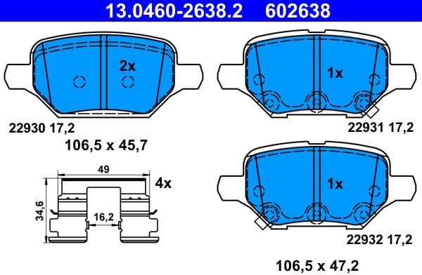 Brake Pad Set, disc brake 13.0460-2638.2