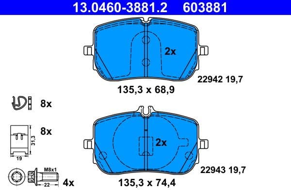 Brake Pad Set, disc brake 13.0460-3881.2