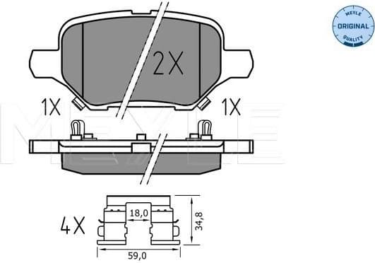 Brake Pad Set, disc brake MEYLE-ORIGINAL: True to OE. 025 229 3017