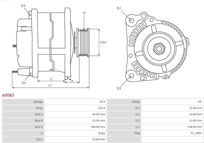 Alternator AS A0063 - image 4