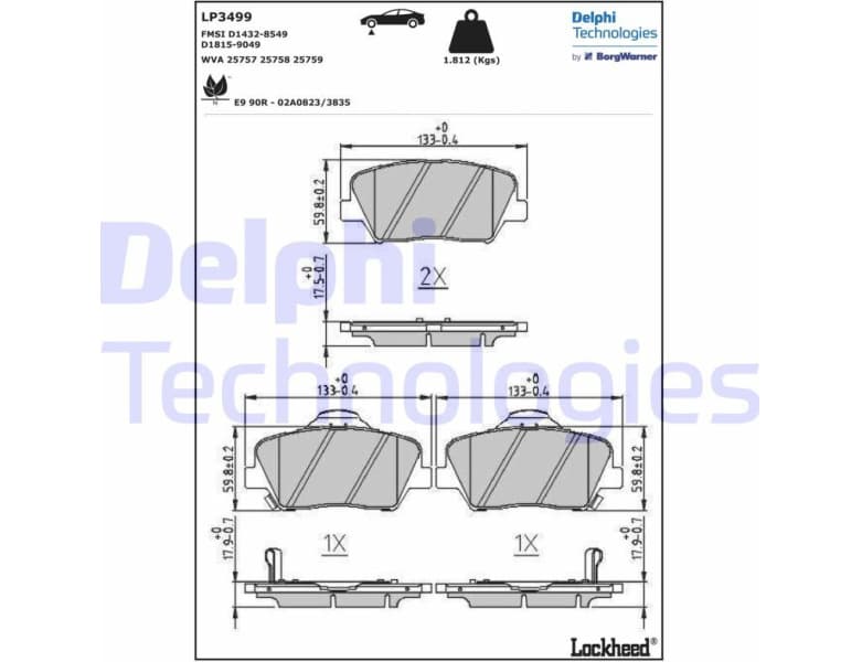 Brake Pad Set, disc brake LP3499
