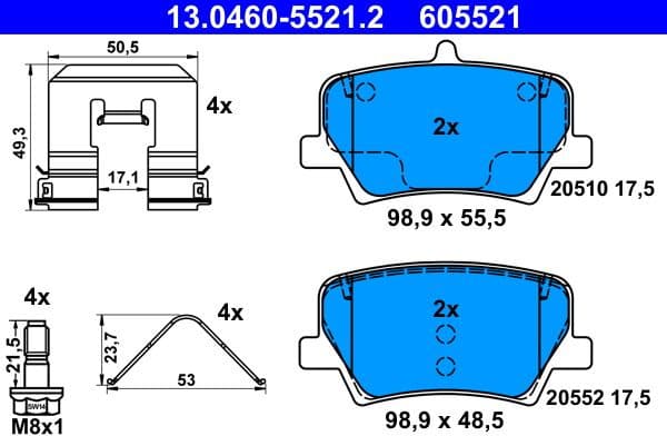 Brake Pad Set, disc brake 13.0460-5521.2