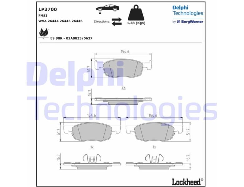Brake Pad Set, disc brake LP3700