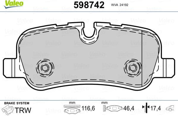 Brake Pad Set, disc brake 598742