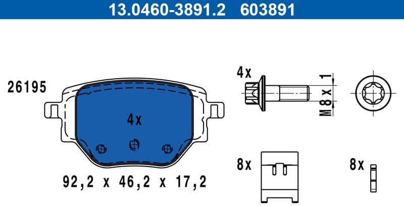 Brake Pad Set, disc brake 13.0460-3891.2